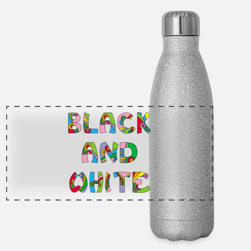 Schwarz-weiß, aber in Farbe Panorama Glitzer Isolierflasche 500 ml