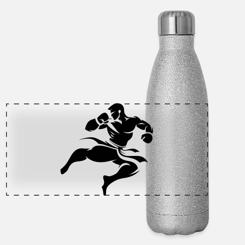 Kickboxen Zeichnung Panorama Glitzer Isolierflasche 500 ml