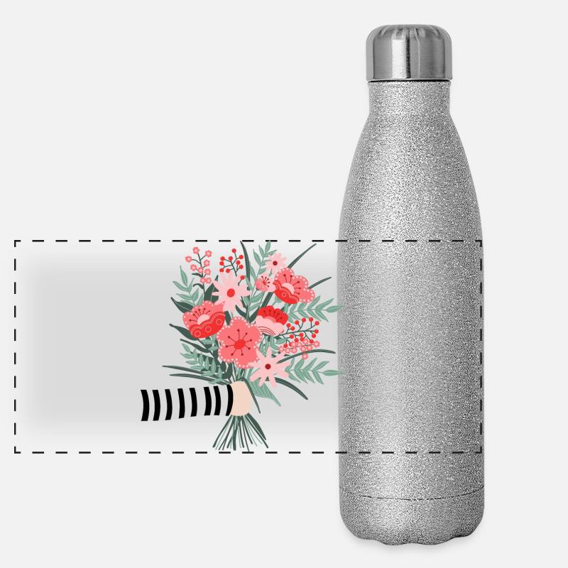 Einfach mal Danke sagen - ein lieber Blumengruß Panorama Glitzer Isolierflasche 500 ml