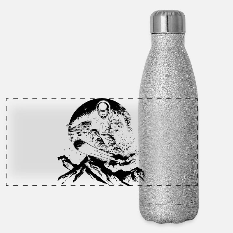 Snowboarder Drawing Panoramic Glitter Thermal Bottle 500 ml