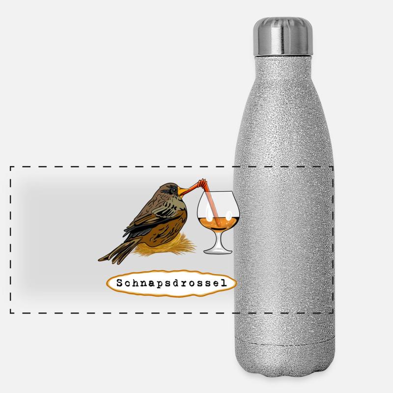 Stößchen! Schnapsdrossel Panorama Glitzer Isolierflasche 500 ml