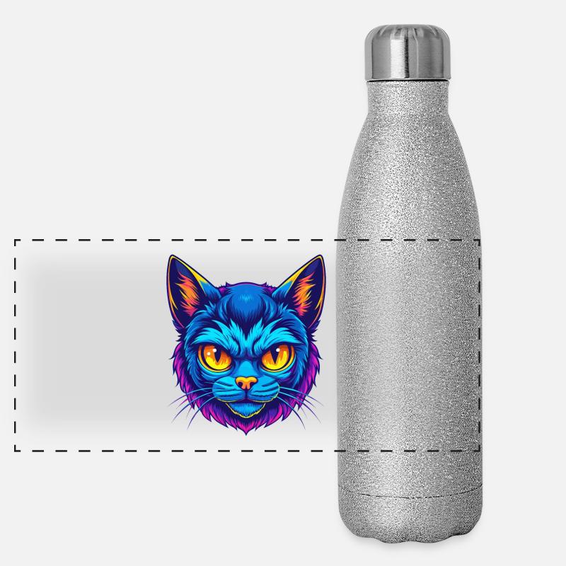 Pixie Bob Chat Race Dessin animé Kawaii Animal Pet Gourde isotherme panoramique pailletée 500 ml