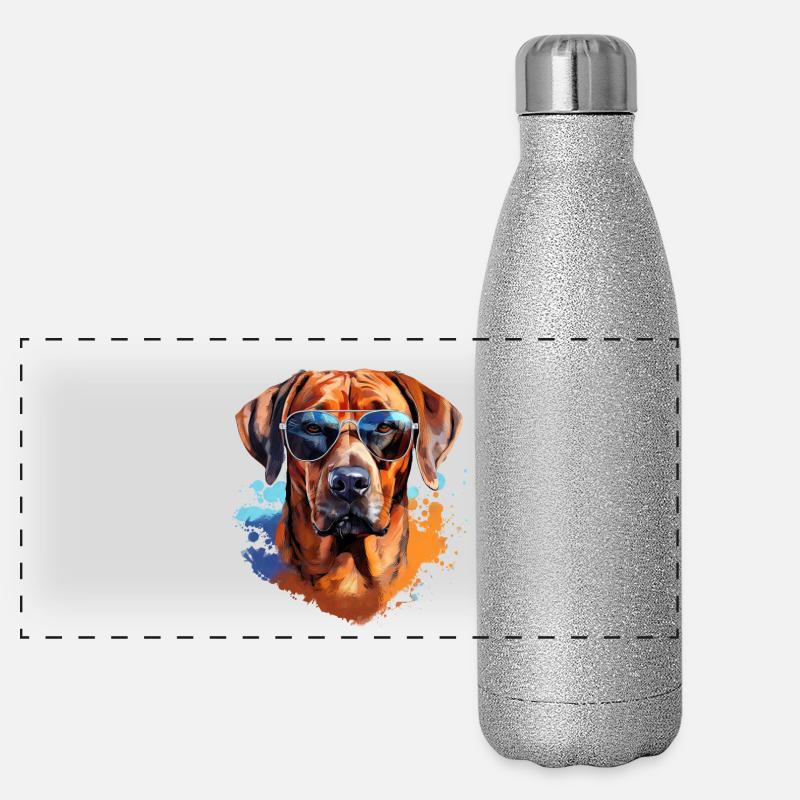 Rhodesian Ridgeback avec lunettes de soleil Gourde isotherme panoramique pailletée 500 ml