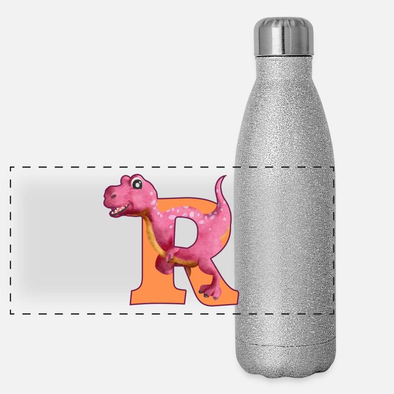 R - DINOSAUR, customizable Panoramic Glitter Thermal Bottle 500 ml