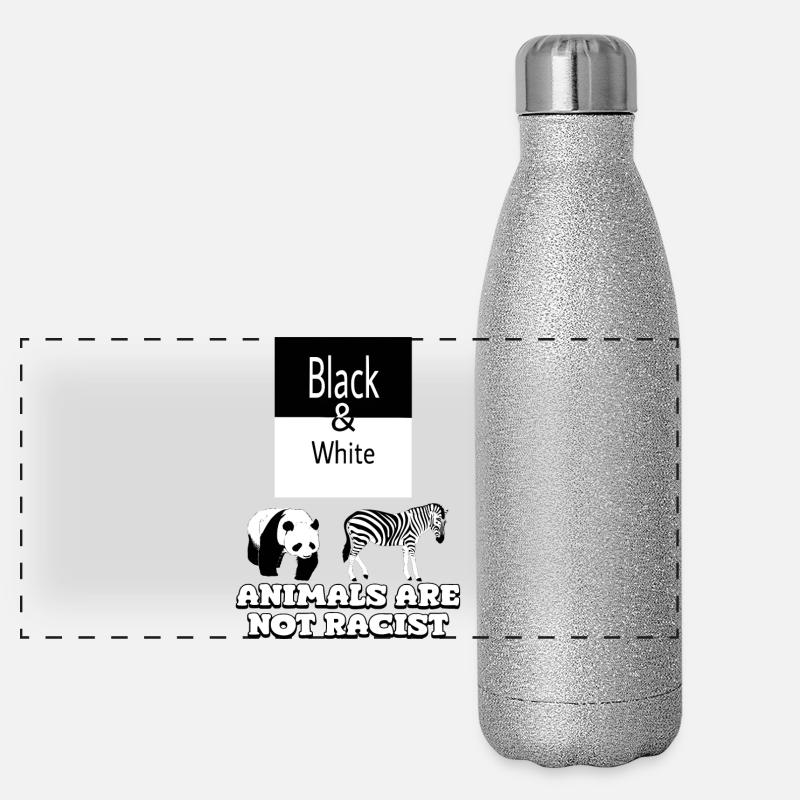 Schwarz-Weiß Panorama Glitzer Isolierflasche 500 ml