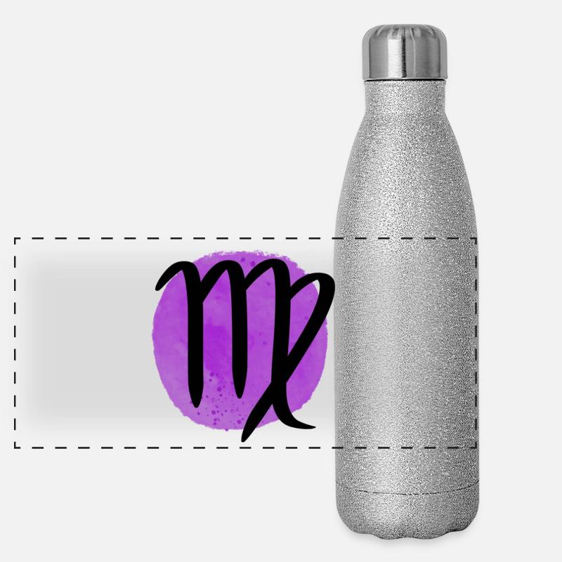 Zodiac sign Virgo - Panoramic Glitter Thermal Bottle 500 ml - silver glitter
