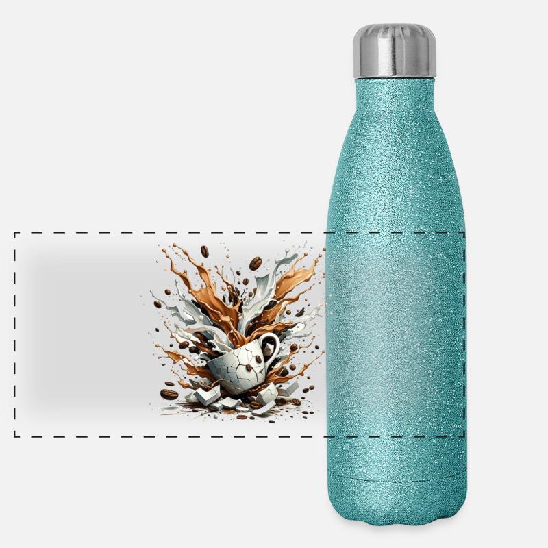 Exploded Coffee - 100% Caffeine Panoramic Glitter Thermal Bottle 500 ml