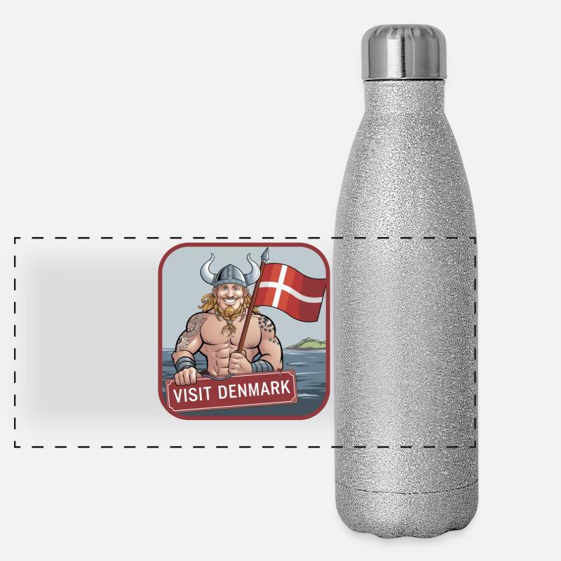 Visiter le Danemark Viking Dannebrog Danemark Vacances Gourde isotherme panoramique pailletée 500 ml