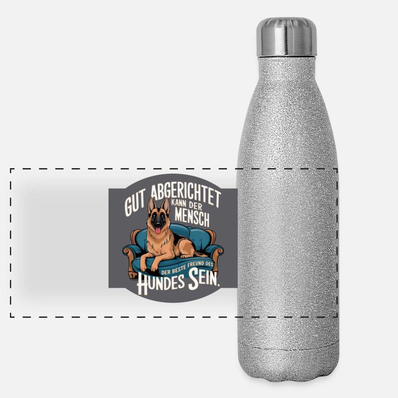 Deutscher Schäferhund der beste Freund des Hundes Panorama Glitzer Isolierflasche 500 ml