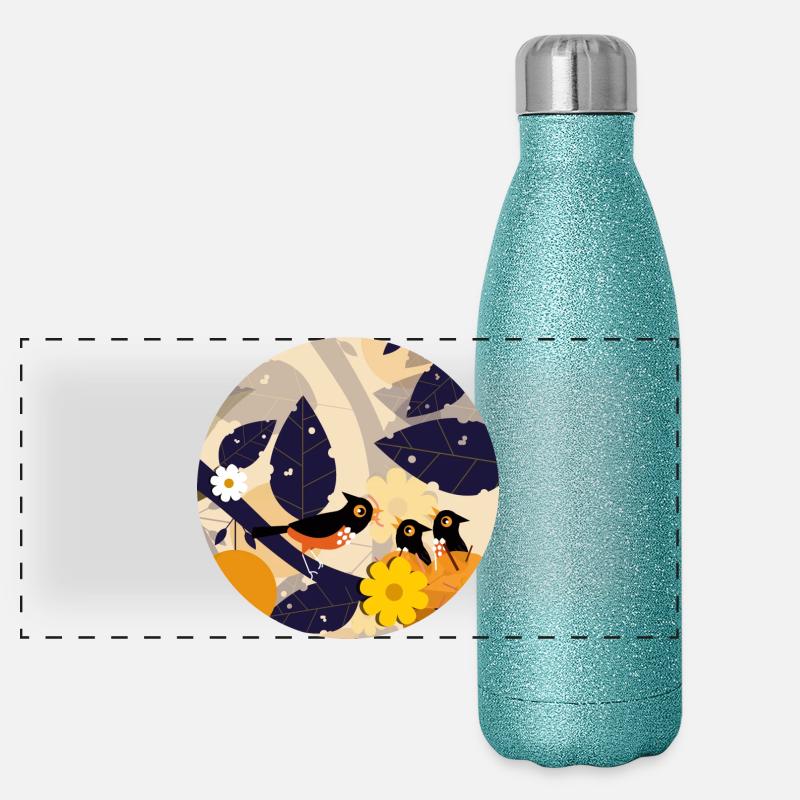 Oiseaux de jardin Gourde isotherme panoramique pailletée 500 ml