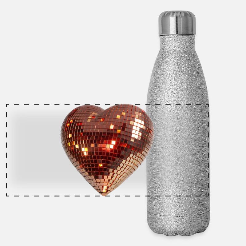 Heart of Disco, Diskokugel im Form eines Herzens Panorama Glitzer Isolierflasche 500 ml