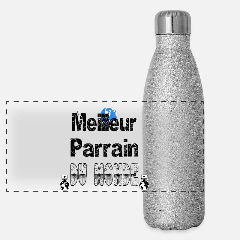 Meilleur Parrain du Monde Gourde isotherme panoramique pailletée 500 ml