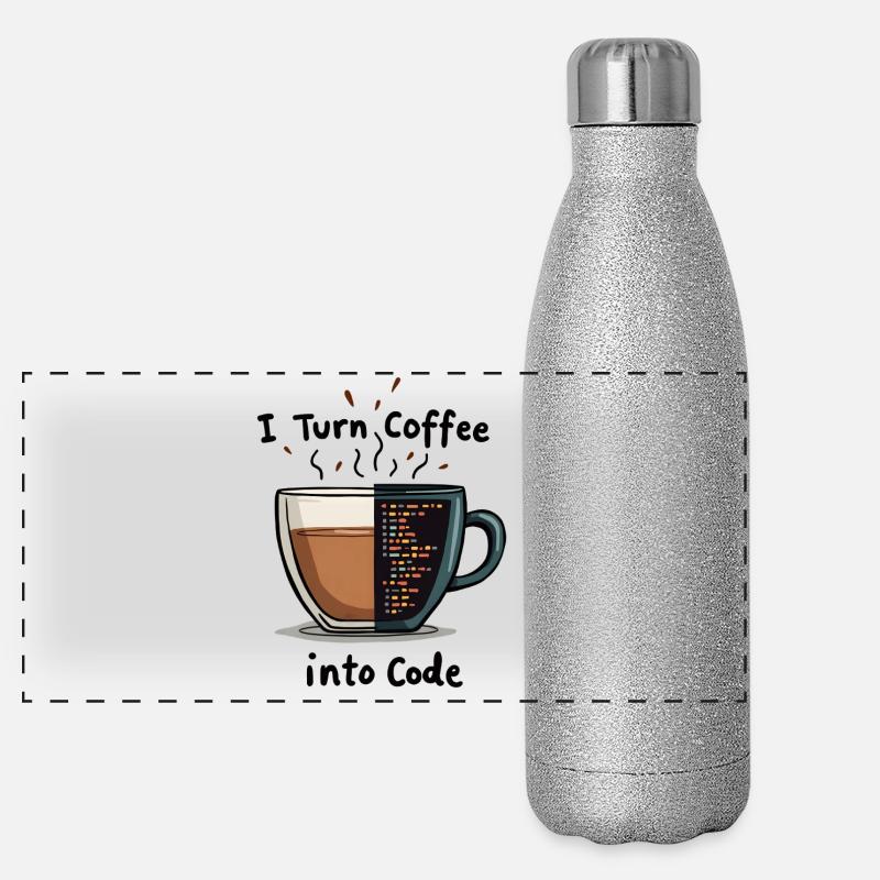 Coffee into Code Panorama Glitzer Isolierflasche 500 ml