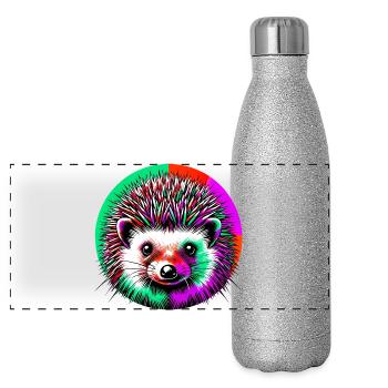 Hérisson - Gourde isotherme panoramique pailletée 500 ml - paillettes argentées - Devant