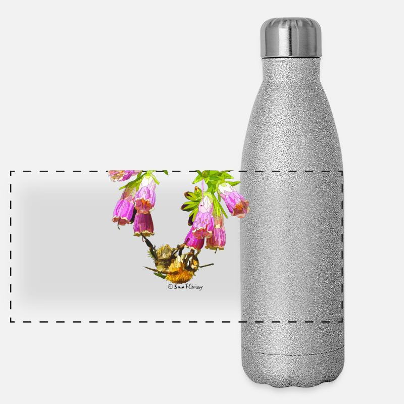 Bienchenmosaik mit Realistik Effekt - Panorama Glitzer Isolierflasche 500 ml - Silber Glitzer