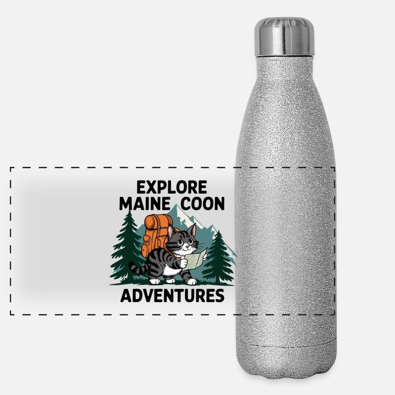 Explorer Maine Coon Adventure Imprimer Gourde isotherme panoramique pailletée 500 ml