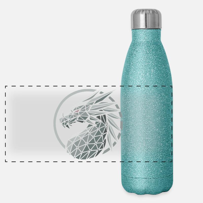 Blue Polygons Dragon Head Panoramic Glitter Thermal Bottle 500 ml
