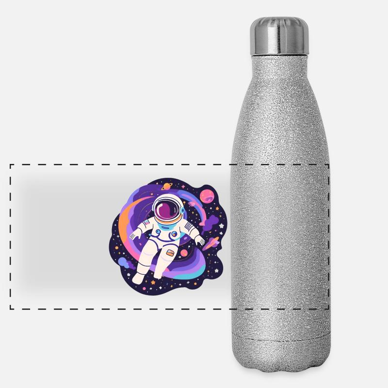 Space Rainbow Astronaut Panoramic Glitter Thermal Bottle 500 ml