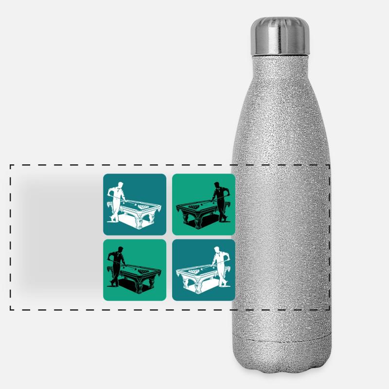 Vintage Billiards Player Panoramic Glitter Thermal Bottle 500 ml