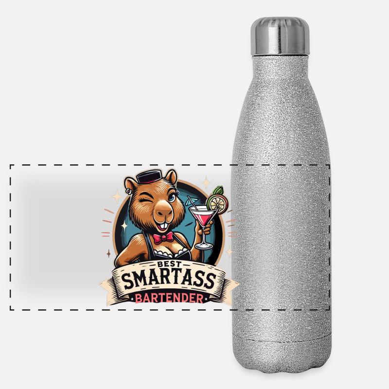 Barman Barmaid Capybara Capy Gift Gourde isotherme panoramique pailletée 500 ml