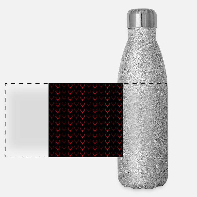 Geweih Muster rot Panorama Glitzer Isolierflasche 500 ml