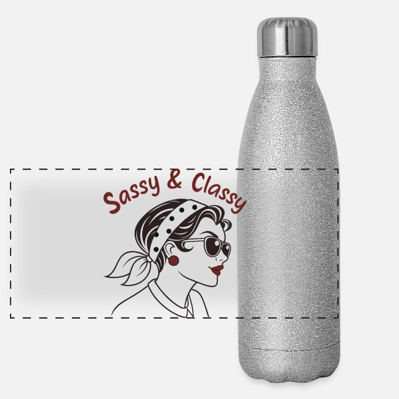 T-Shirt „Sassy and Classy“ – Chic Bold Panorama Glitzer Isolierflasche 500 ml