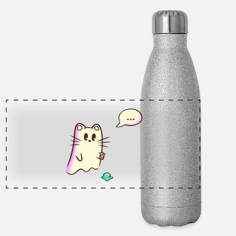Ghost Cat laisse tomber de la glace - Oups Gourde isotherme panoramique pailletée 500 ml