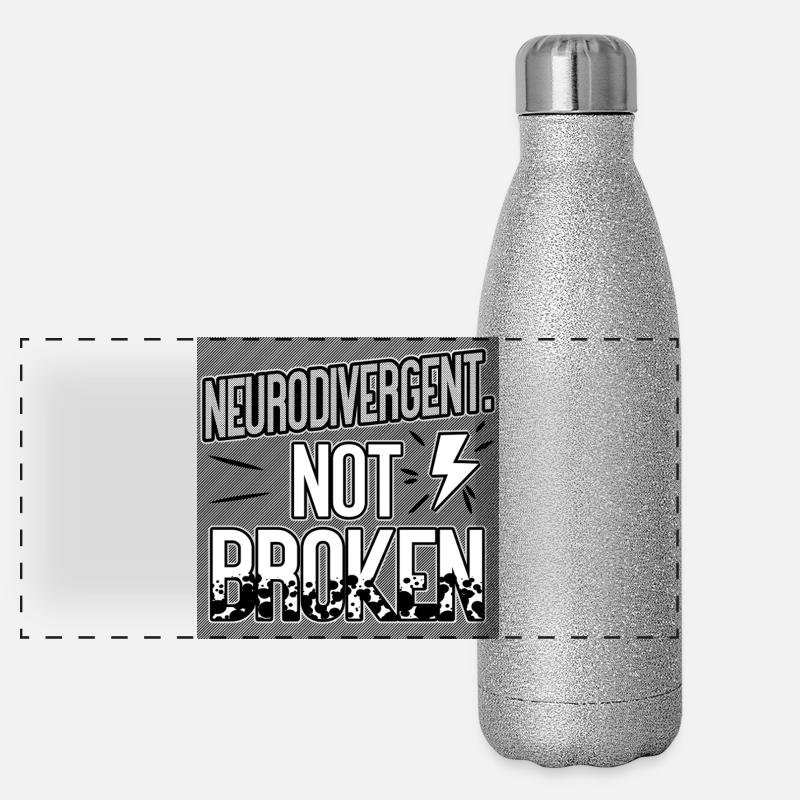 Neurodivergent Not Broken – Neurodiversity Pride Gourde isotherme panoramique pailletée 500 ml