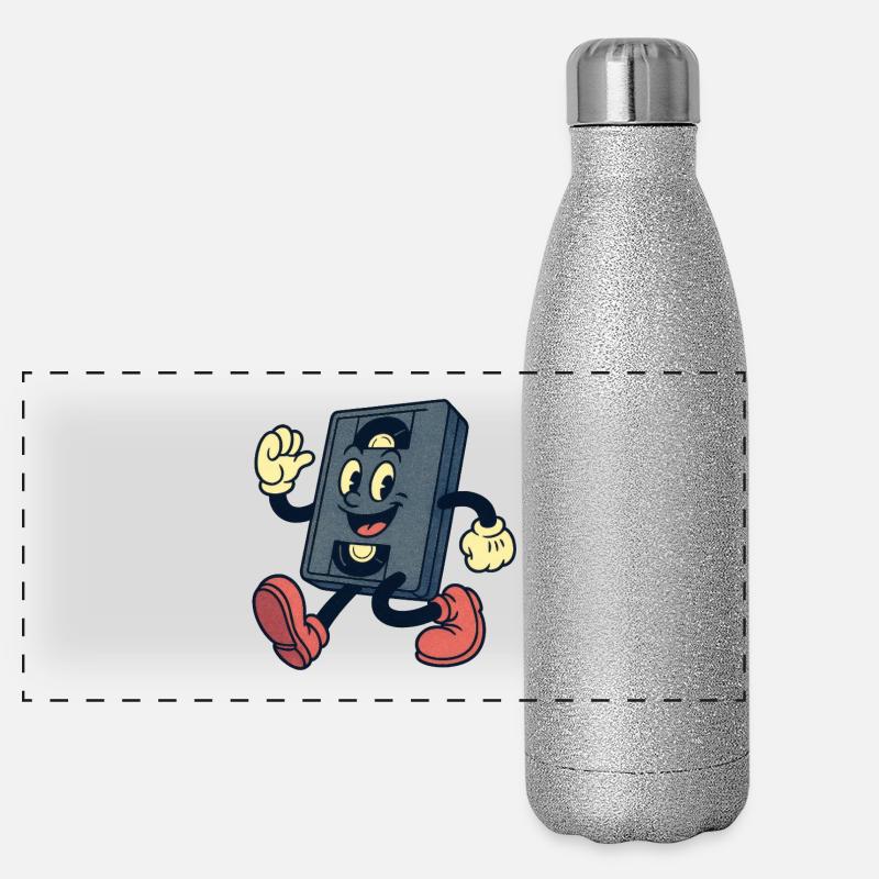 Happy VHS-Kassette Panorama Glitzer Isolierflasche 500 ml