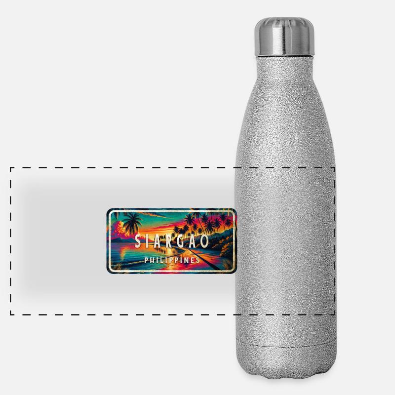 Siargao – Tropical Retro Schild Panorama Glitzer Isolierflasche 500 ml