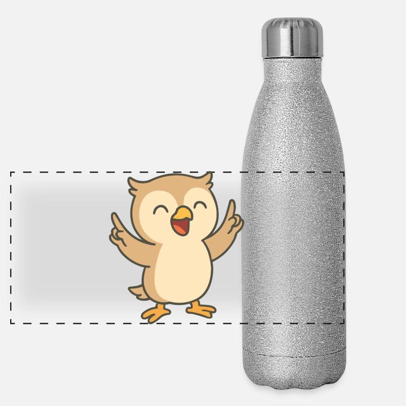 Gute-Laune-Eule Panorama Glitzer Isolierflasche 500 ml