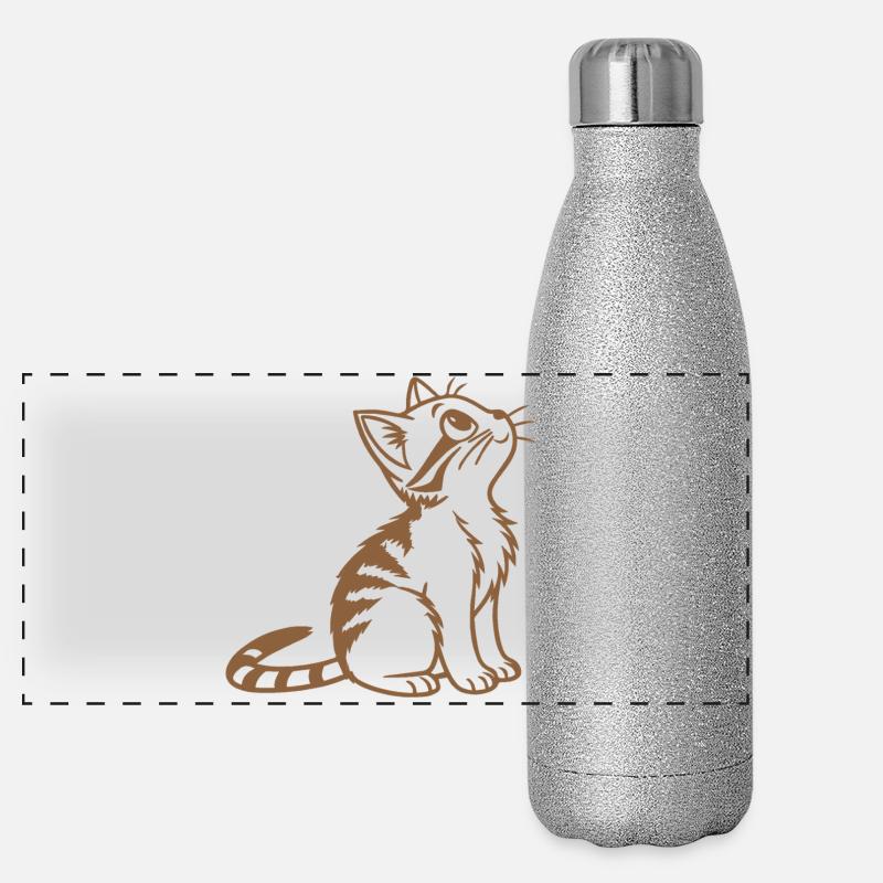 Süßes Kätzchen Panorama Glitzer Isolierflasche 500 ml
