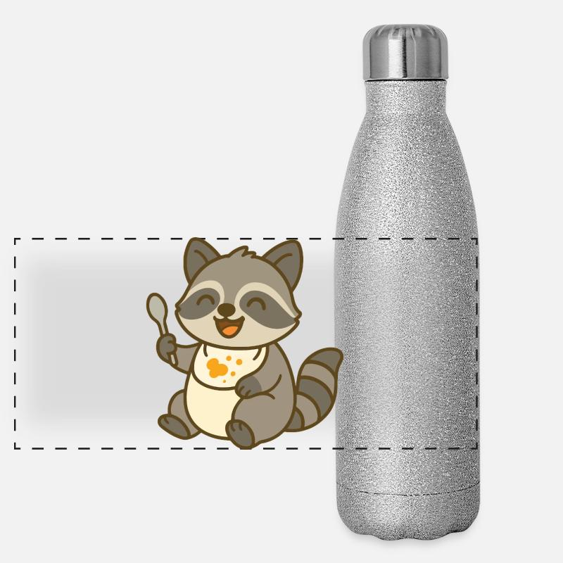 Futtern mit Waschbärbaby Panorama Glitzer Isolierflasche 500 ml