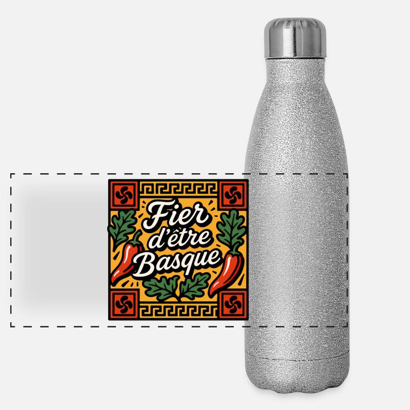 Fier d’être Basque piment Gourde isotherme panoramique pailletée 500 ml
