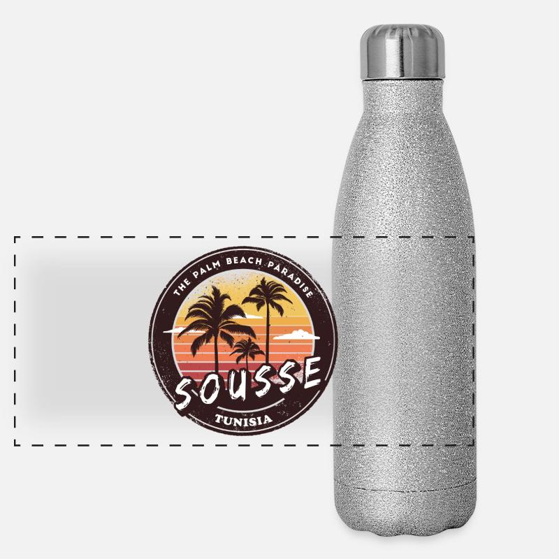 Sousse Palm Trees Vintage Design Panoramic Glitter Thermal Bottle 500 ml