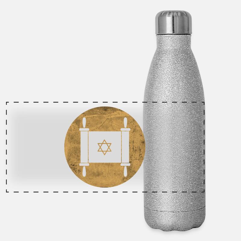 Rouleau de la Torah dans un cercle doré Gourde isotherme panoramique pailletée 500 ml
