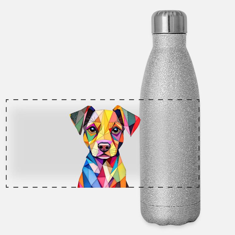 Colorful Geometric Pop Art Dog Panoramic Glitter Thermal Bottle 500 ml