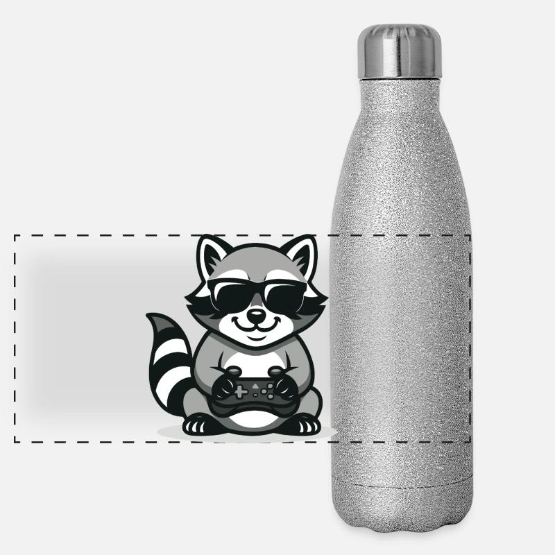 Zocker-Waschbär Panorama Glitzer Isolierflasche 500 ml