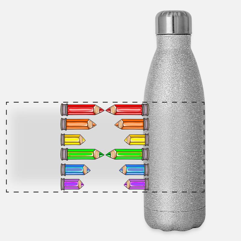 LETTER A NAME SCHOOL CRAYONS Panoramic Glitter Thermal Bottle 500 ml
