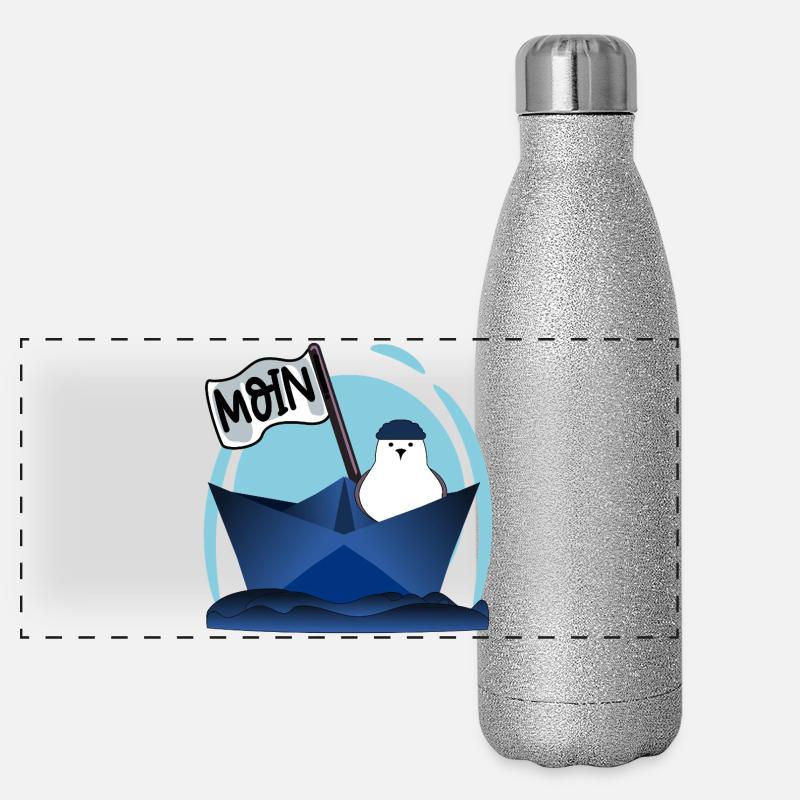 PAPIERBOOT MOIN PAPIERSCHIFF MÖWE Panorama Glitzer Isolierflasche 500 ml