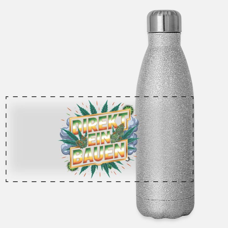 Direkt ein Bauen -  Deutsche Memes Panorama Glitzer Isolierflasche 500 ml