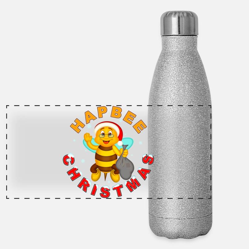 HAPBEE Weihnachten mit Text 2 Panorama Glitzer Isolierflasche 500 ml
