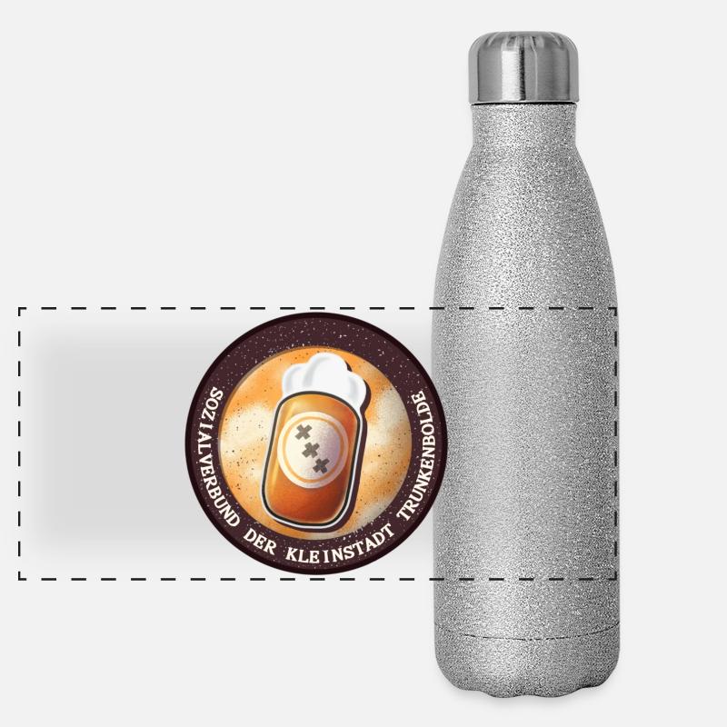 Bier-Symbol mit Spaßmotiv Panorama Glitzer Isolierflasche 500 ml