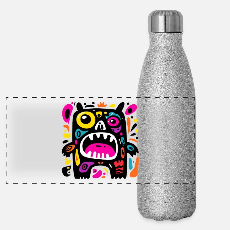 Design Coloré Monstre Expressif Gourde isotherme panoramique pailletée 500 ml