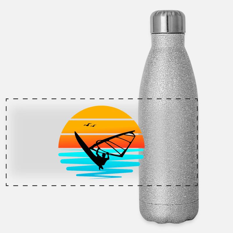 Windsurf au Coucher de Soleil Gourde isotherme panoramique pailletée 500 ml
