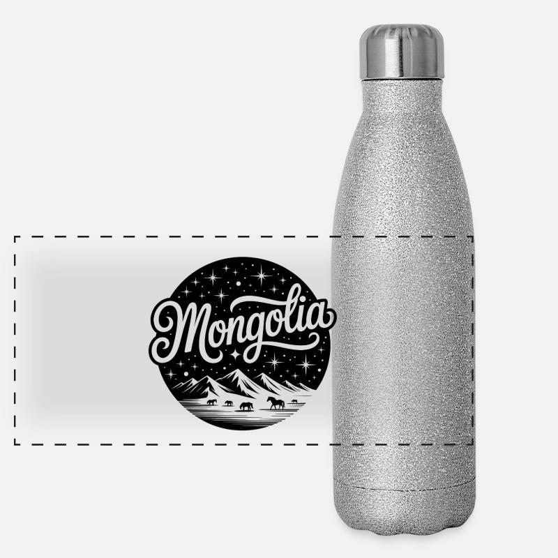 Mongolia - Souvenir Design Panoramic Glitter Thermal Bottle 500 ml