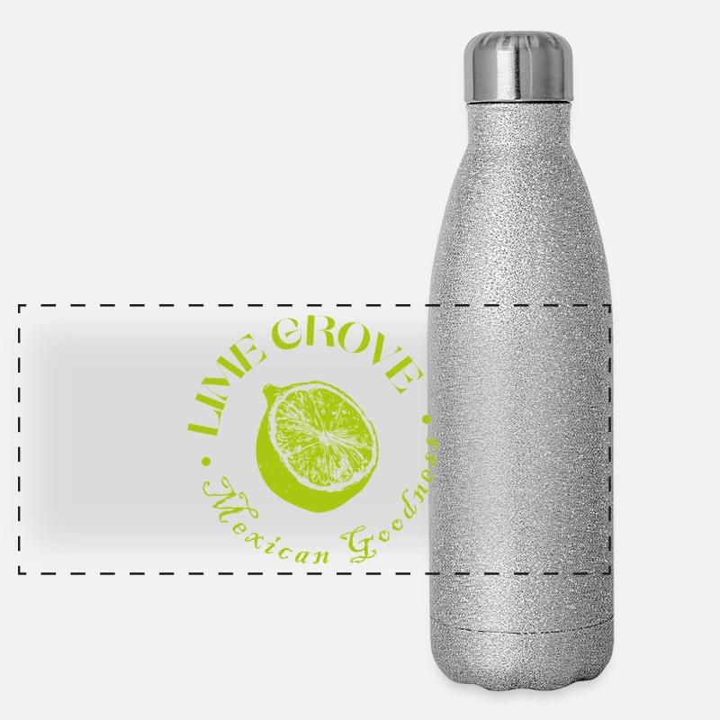 Lime and Lemon Botanical Design Panoramic Glitter Thermal Bottle 500 ml