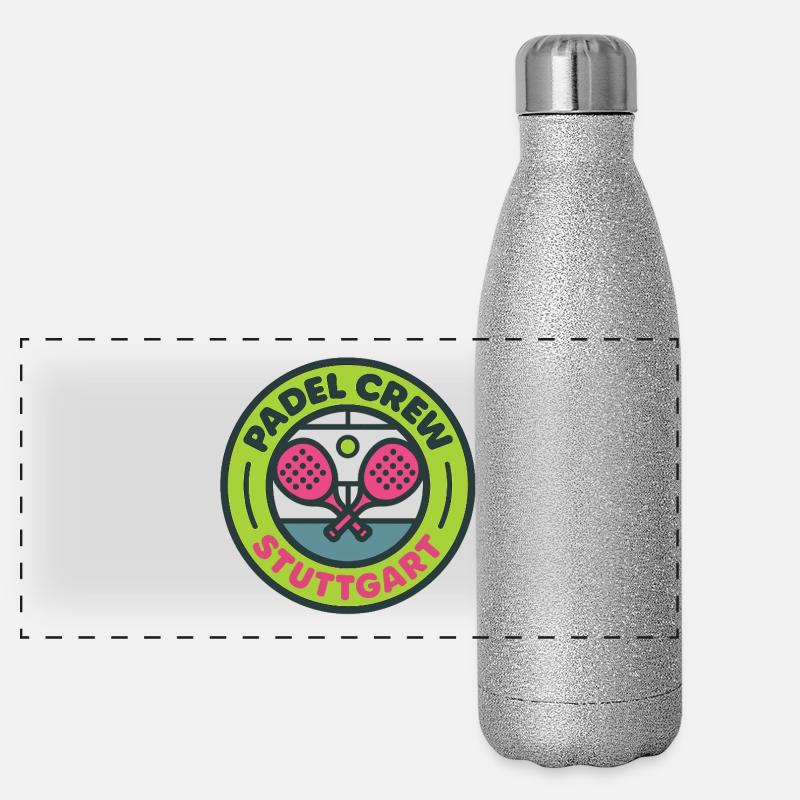 Padel Crew Stuttgart - Panoramic Glitter Thermal Bottle 500 ml - silver glitter