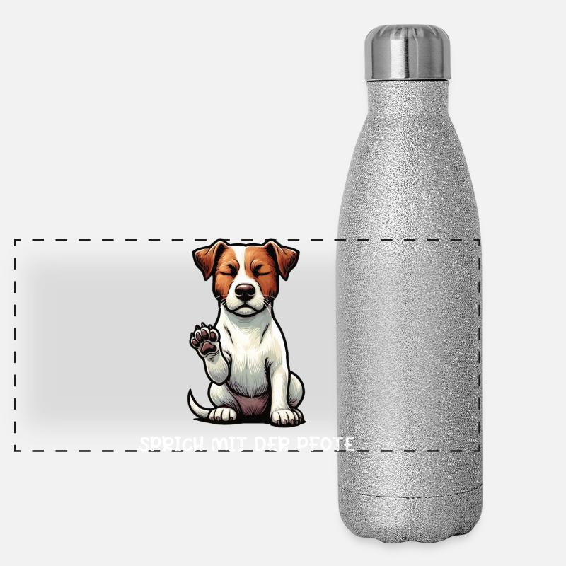 Sprich mit der Pfote Jack Russel terrier Jackie  - Panorama Glitzer Isolierflasche 500 ml - Silber Glitzer