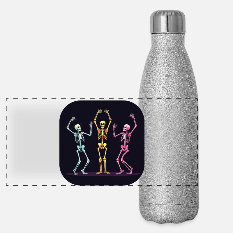 Halloween Skeleton Dancer Dancing Panoramic Glitter Thermal Bottle 500 ml